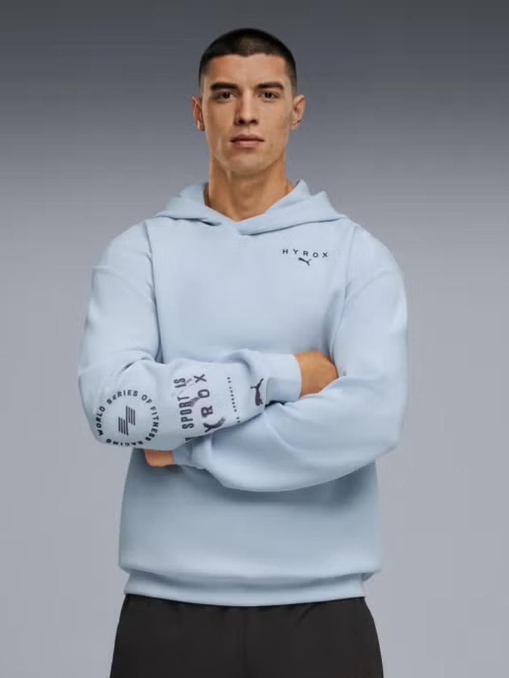 Puma x HYROX Cloudspun Hoodie Light Blue Lucite Sz. XL NWT